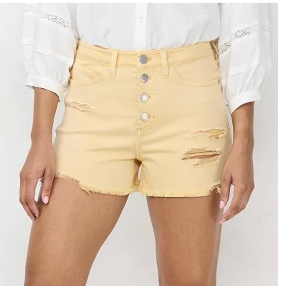LC Lauren Conrad Pants - WOMEN'S LC Lauren Conrad High Rise Button Fly Cut-Off Shorts